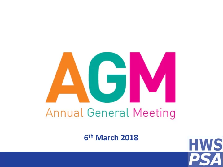 6 th march 2018 psa events fundraising so far