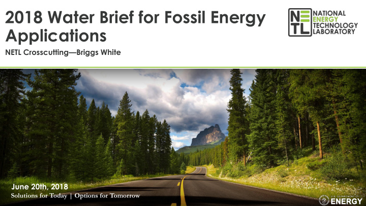 2018 water brief for fossil energy