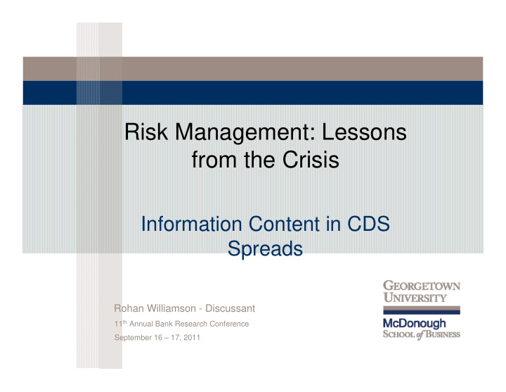 risk management lessons from the crisis