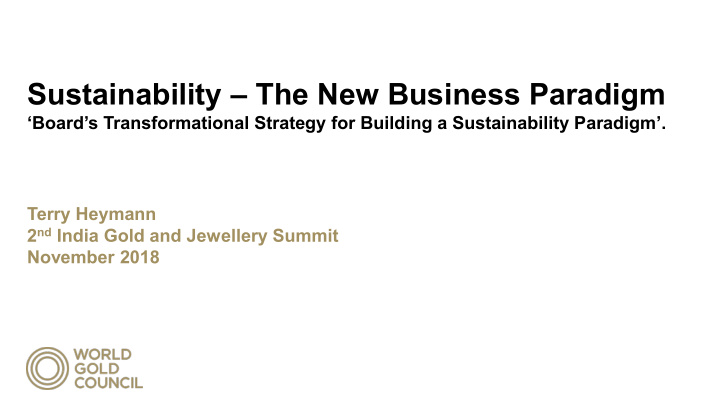 sustainability the new business paradigm