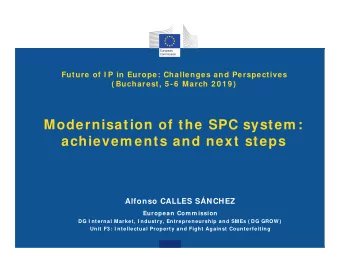 Modernisation of the SPC system :  achievem ents and next steps  Alfonso CALLES SNCHEZ  European