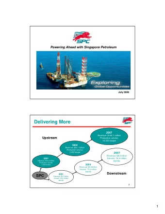 Delivering More  2007  Revenue: $145.1 million  Upstream  Production volume:  10,000 boepd  2004
