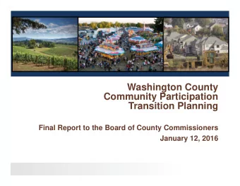 Washington County  Community Participation  Transition Planning  Final Report to the Board of