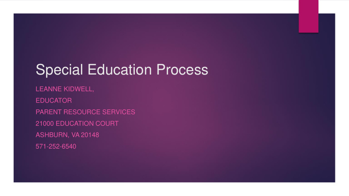 special education process