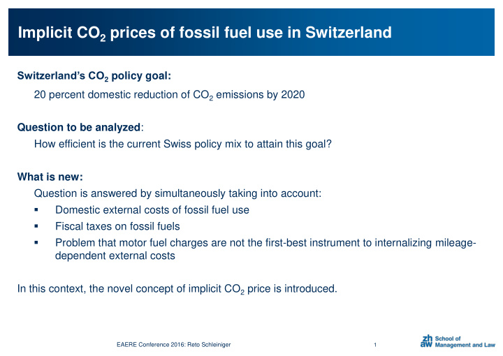 implicit co 2 prices of fossil fuel use in switzerland
