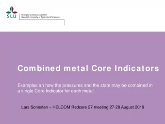 Combined metal Core Indicators  Examples an how the pressures and the state may be combined in  a