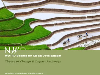 Netherlands Organisation for Scientific Research  Objectives of this presentation  To give an