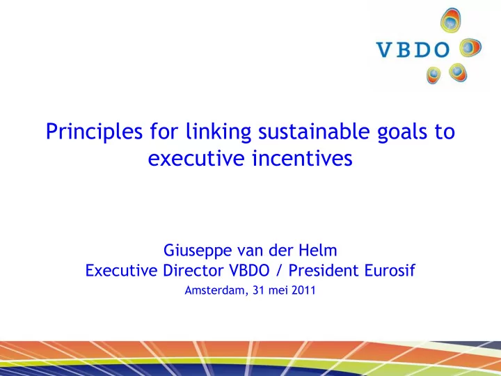 giuseppe van der helm executive director vbdo president