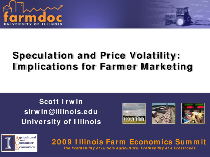 speculation and price volatility i m plications for farm