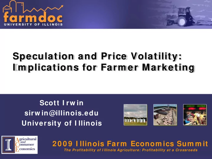 speculation and price volatility i m plications for farm
