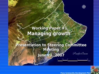 Managing growth  Presentation to Steering Committee  Presentation to Steering Committee  Meeting