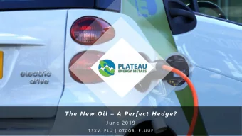 The New Oil  A Perfect Hedge?  J u n e 2019  T S X V :  P L U  |  OTC Q B :  P L U U F