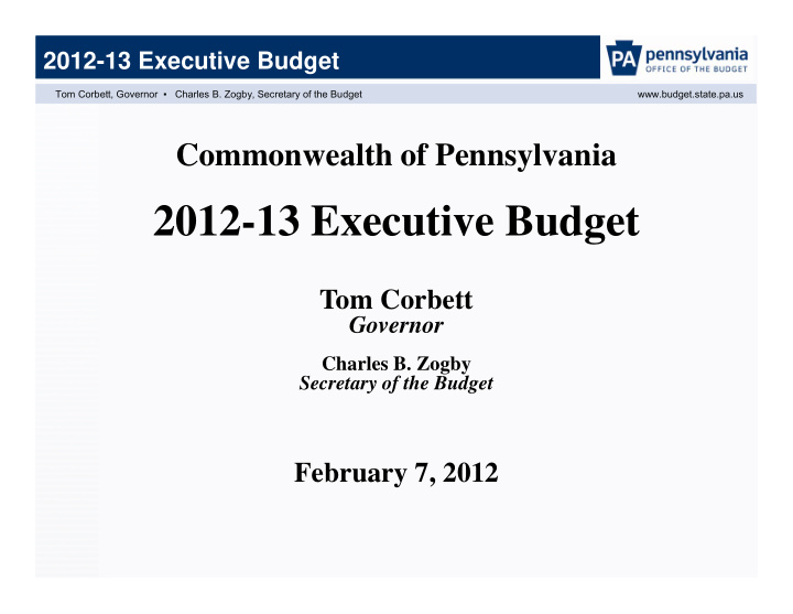 2012 13 executive budget