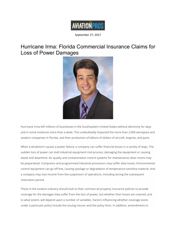 hurricane irma florida commercial insurance claims for