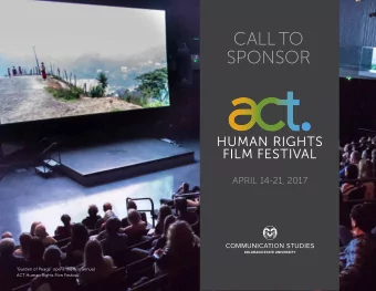 CALL TO  SPONSOR  APRIL 14-21, 2017  &quot;Burden of Peace&quot; opens the fjrst annual  ACT Human