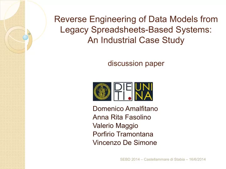 discussion paper domenico amalfitano anna rita fasolino
