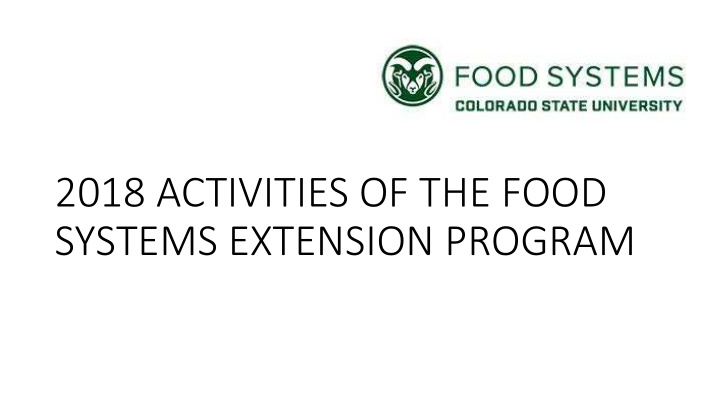 2018 activities of the food systems extension program