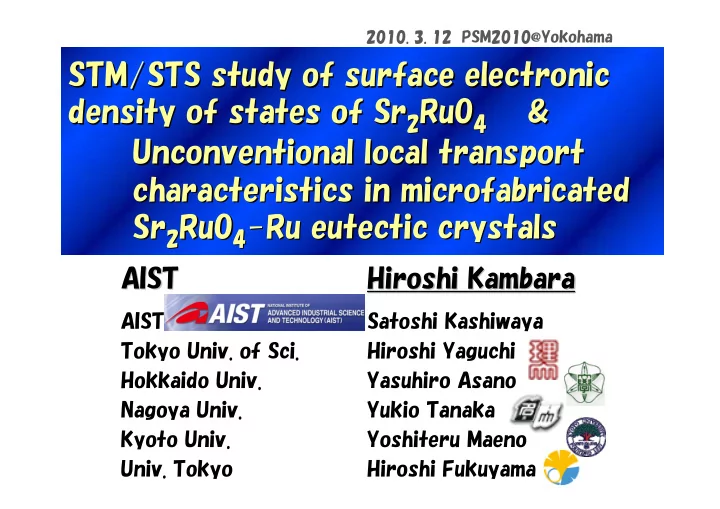 stm sts study of surface electronic stm sts study of