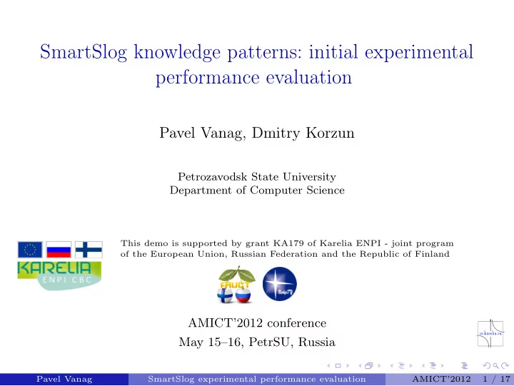 smartslog knowledge patterns initial experimental