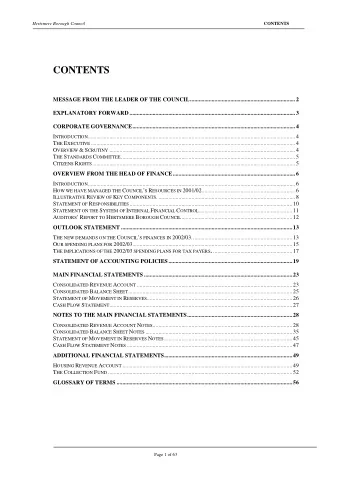 CONTENTS  MESSAGE FROM THE LEADER OF THE