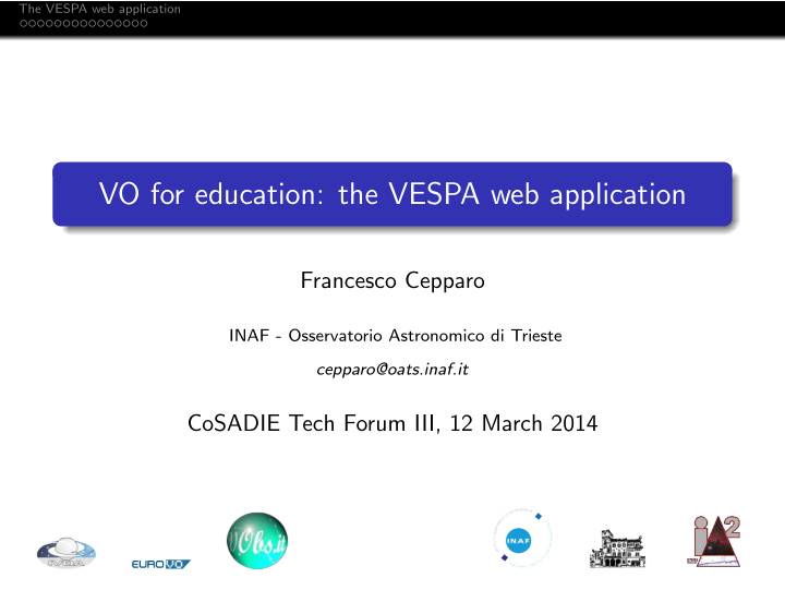 vo for education the vespa web application