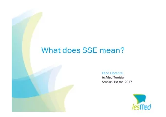 What does SSE mean?  Paco Llorente  iesMed Tunisia  Sousse, 1st mai 2017 Before starting 1.  CSR