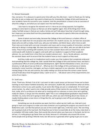 This transcript was exported on Jul 10, 2020 - view latest version here.  Dr. Richard Greenwald: