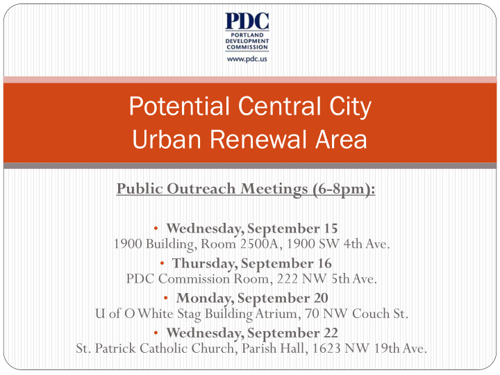 potential central city urban renewal area