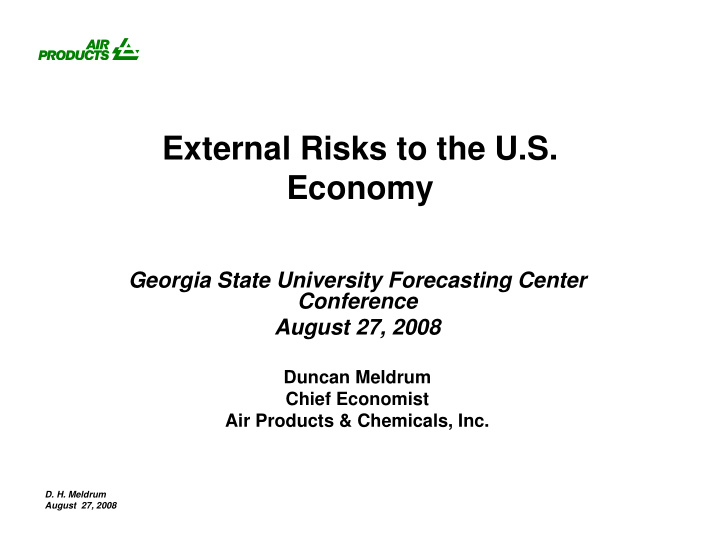 external risks to the u s economy