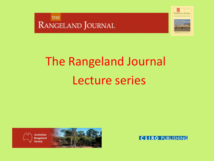 the rangeland journal lecture series structural change in