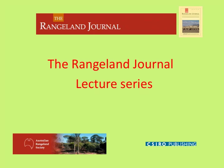 the rangeland journal lecture series structural change in