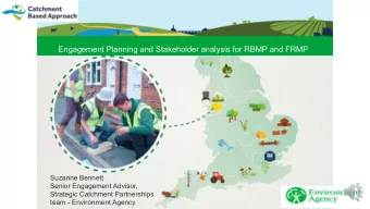 Engagement Planning and Stakeholder analysis for RBMP and FRMP  Suzanne Bennett  Senior Engagement