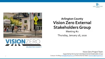 Stakeholders Group  Meeting #2  Thursday, January 16, 2020  Sam Kittner/Kittner.com  Vision Zero