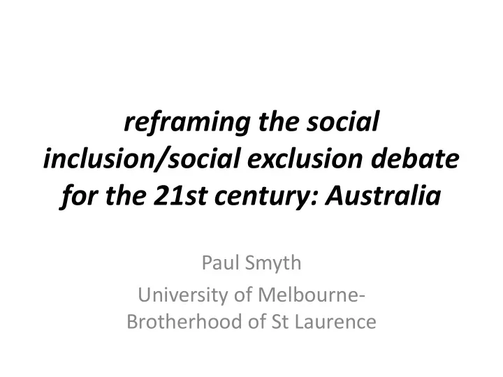 reframing the social