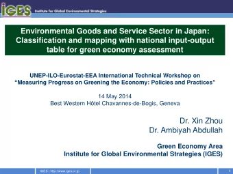 Environmental Goods and Service Sector in Japan:  Classification and mapping with national