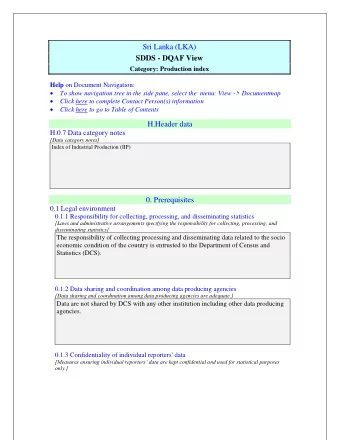 Sri Lanka (LKA)  SDDS - DQAF View  Category: Production index  SDDSKey Help on Document Navigation: