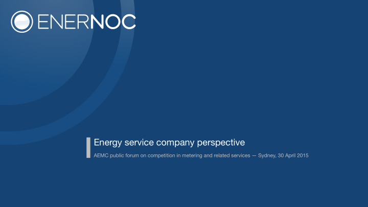 energy service company perspective