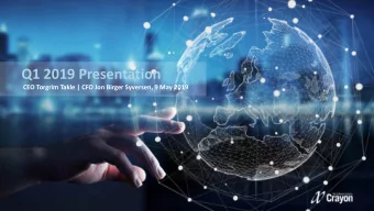 Q1 2019 Presentation  CEO Torgrim Takle | CFO Jon Birger Syversen, 9 May 2019  Page 2  Disclaimer