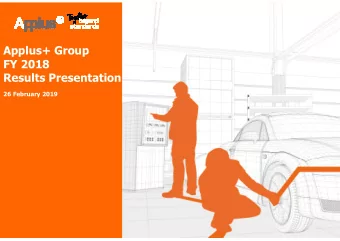 Applus+ Group  FY 2018  Results Presentation  26 February 2019  Disclaimer  This document may