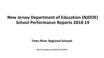 New Jersey Department of Education (NJDOE)  School Performance Reports 2018-19  Toms River Regional