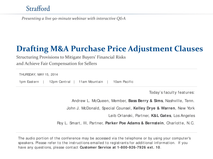 drafting m a purchase price adjustment clauses