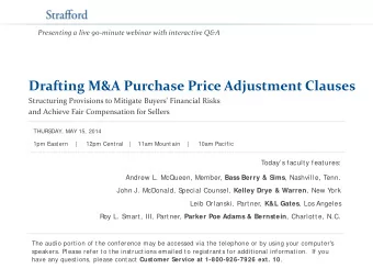 Drafting M&amp;A Purchase Price Adjustment Clauses  Structuring Provisions to Mitigate Buyers'