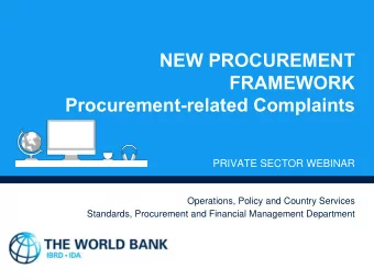 NEW PROCUREMENT  FRAMEWORK  Procurement-related Complaints  PRIVATE SECTOR WEBINAR  Operations,