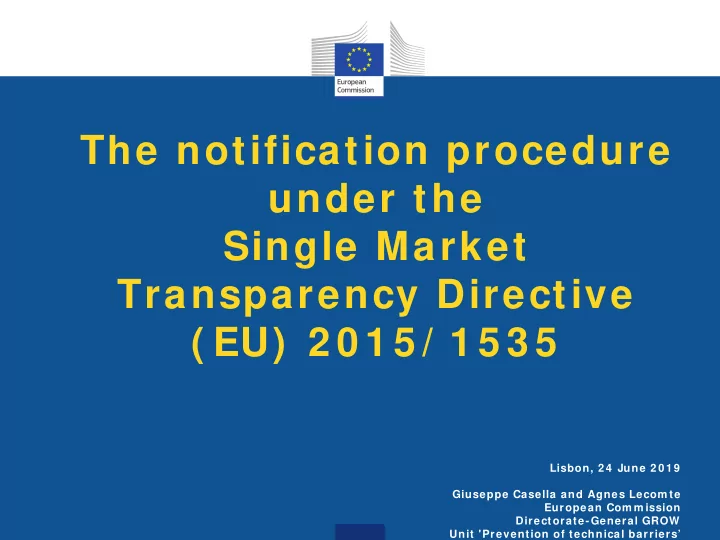 the notification procedure under the single market