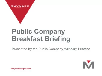 Public Company  Breakfast Briefing  Presented by the Public Company Advisory Practice  SHAREHOLDER