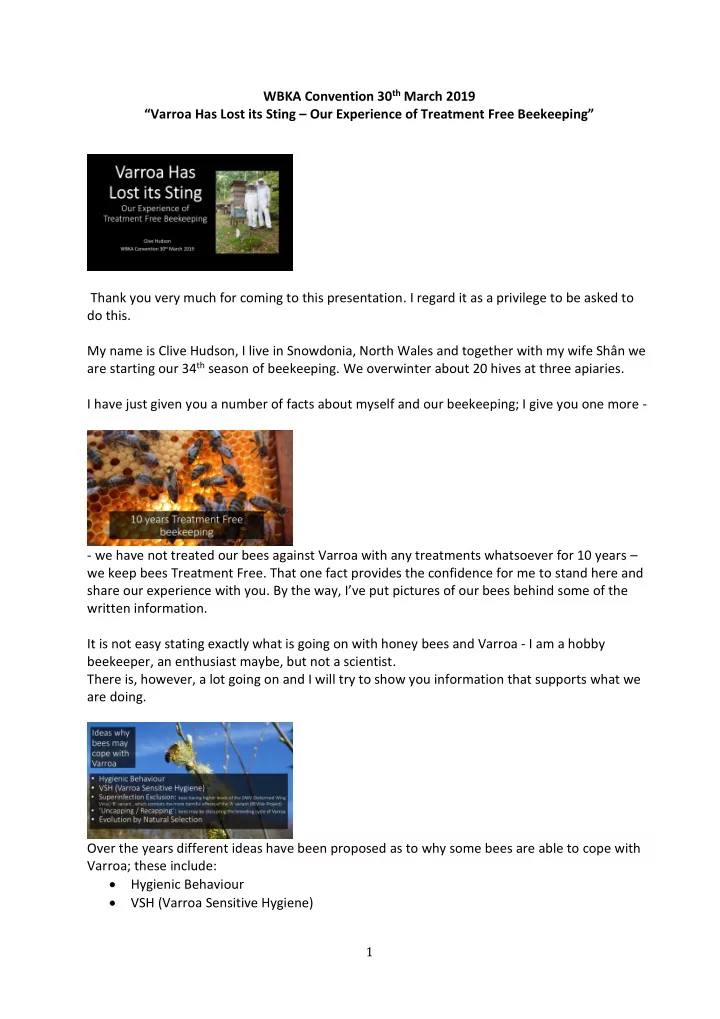 wbka convention 30 th march 2019 varroa has lost its