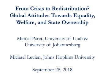 Welfare, and State Ownership  Marcel Paret, University of Utah &amp;  University of Johannesburg
