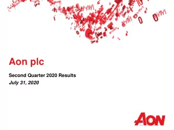 Aon plc  Second Quarter 2020 Results  July 31, 2020  Greg Case  Chief Executive Officer  Christa