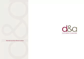 financial security without borders  PRESENTATION  Financial and legal missions with high added