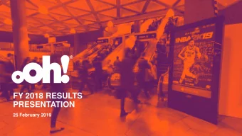 PRESENTATION  25 February 2019  REVENUE AND EBITDA GROWTH  10% Organic 1 revenue $416.8m  5%